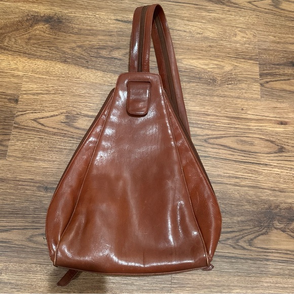 Hobo International Reddish Brown Smooth Leather Convertible Sling Backpack Bag - Picture 1 of 12